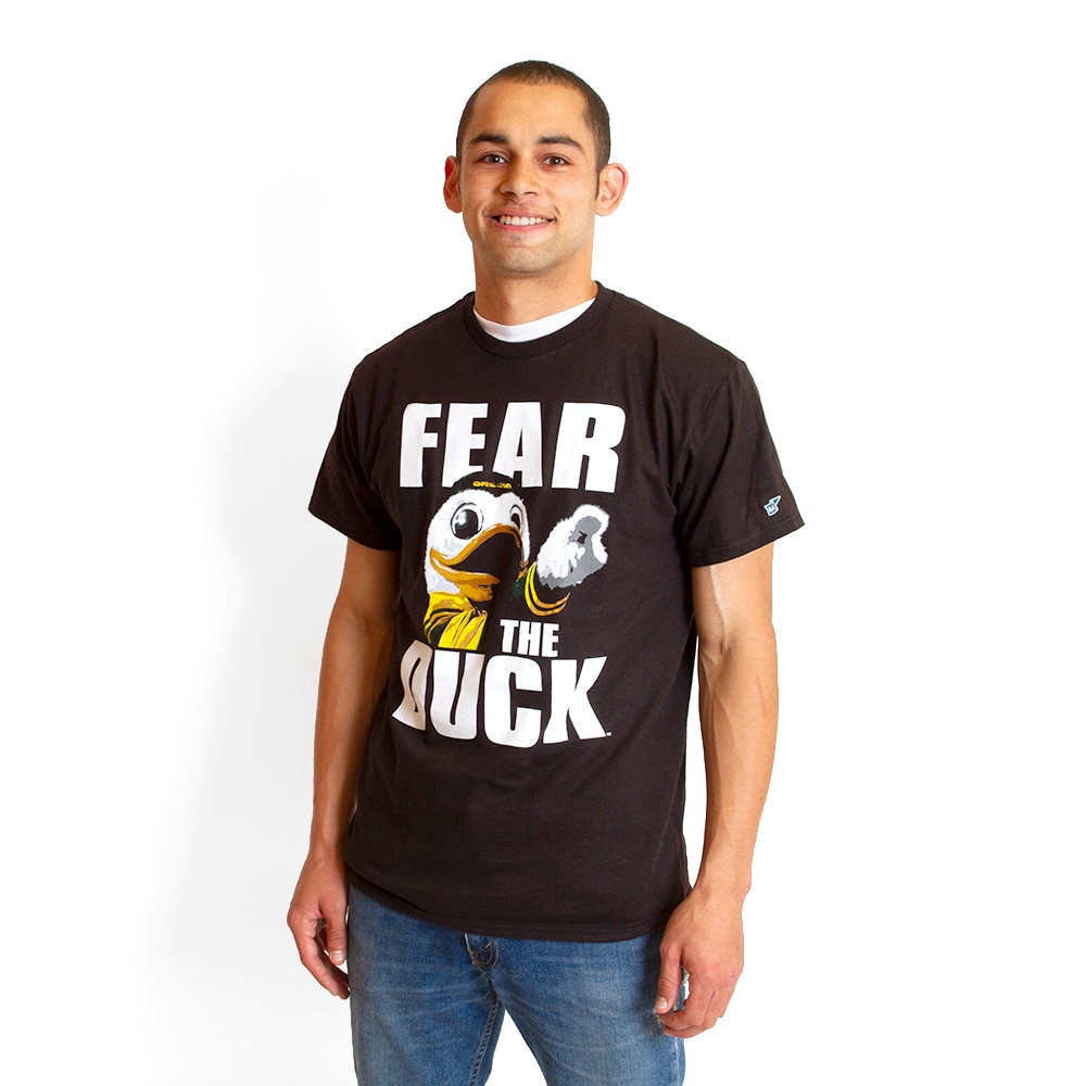 Ducks Spirit, Blue 84, Black, Crew Neck, Cotton, Men, Fear the Duck, T-Shirt, 319715
